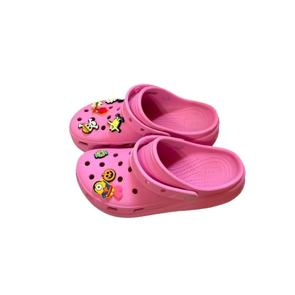 Crocs Mega Crush Clogs Juniors 6 J6 Platform Pink Wedge Kids Youth Slip On